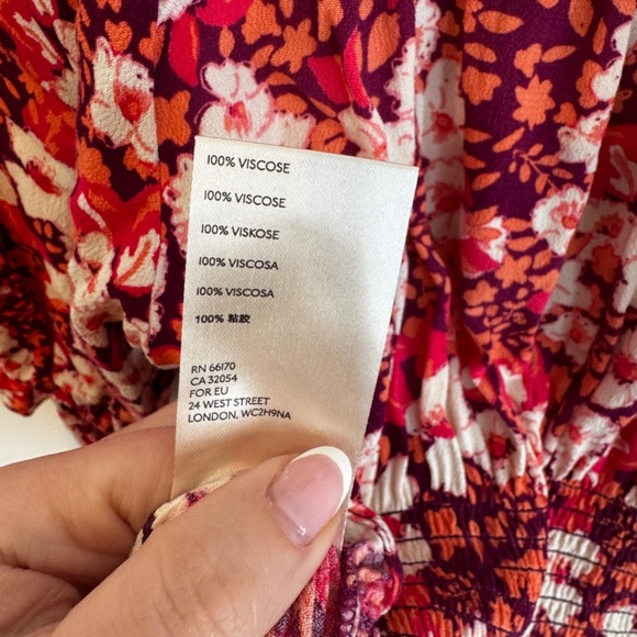 Free People Sweet Memories Pink Floral Ruffled Peplum Top - Picture 8 of 8